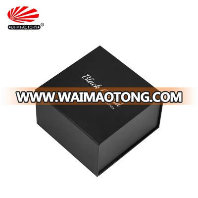 Premium Small Gift Custom Printed Square Magnetic Rigid Paper Packaging Matte Black Waterproof Laminated Cardboard Box