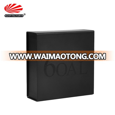 Luxury Paper Packaging UV Logo Black Magnetic Closure Custom Printed Rigid Hinged Cardboard Gift Box