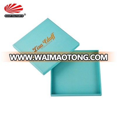 Blue Printed Luxury Rigid Cardboard 2 Piece Gift Box Clothing Packaging Paper Custom T-shirt Boxes