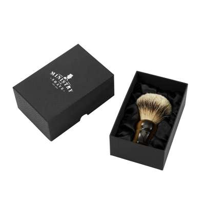 Luxury Velvet Custom Private Label Black Cardboard Makeup Premium Loose Powder Brush Packaging Cosmetic Box