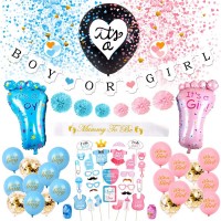 Baby Shower Gender Reveal Balloons Decoration Boy or Girl Banner with Photo Props Accessories Party Supplies